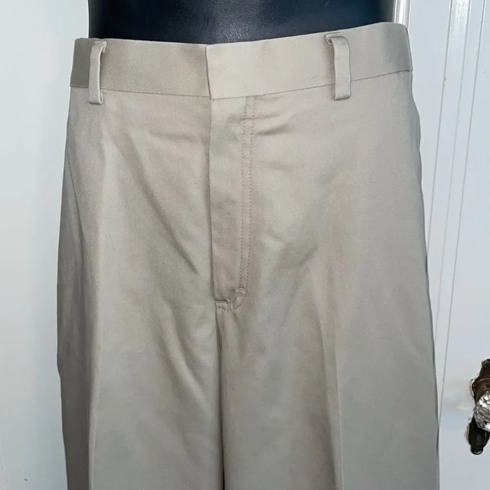 L.L. Bean Comfort Waist Belt cotton khaki flat front pants‎